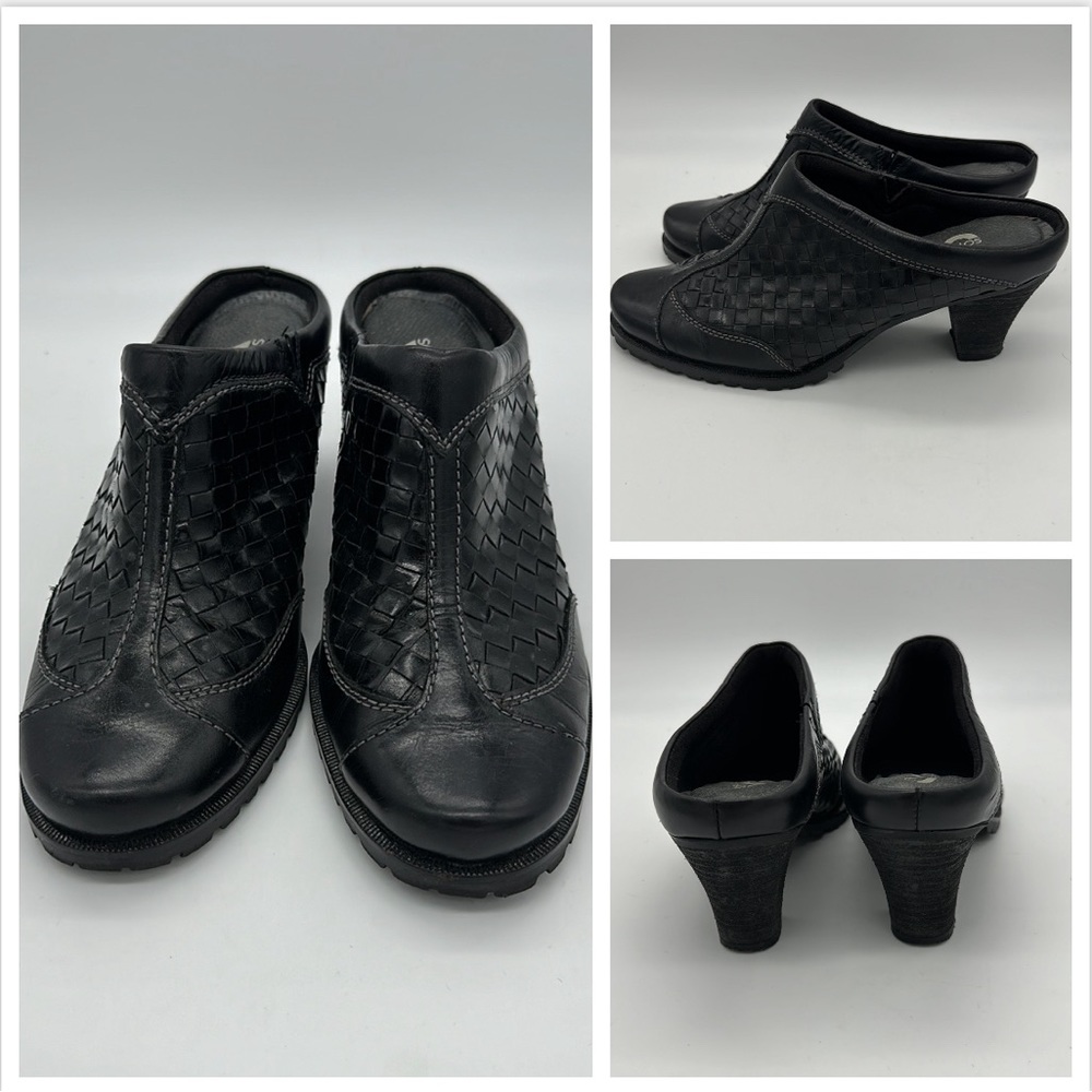 SoftWalk Woven Leather Slip-on Healed Mules Size 8.5